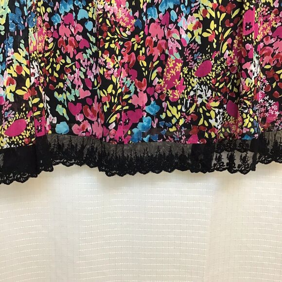 Sag Harbor Womens 1X Midi Skirt Floral Sheer Lace Elastic Waist Lined Pull On - Picture 3 of 8